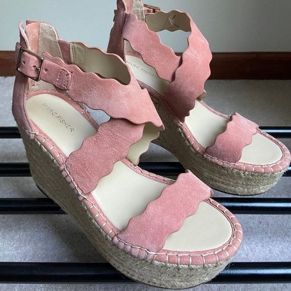 MARC FISHER Women Calita Suede Wedge Sandals - NEW NWOB - Picture 3 of 8